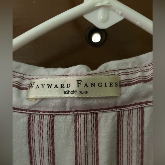 Brown and white stripe short dress with ruffle - Picture 2 of 3